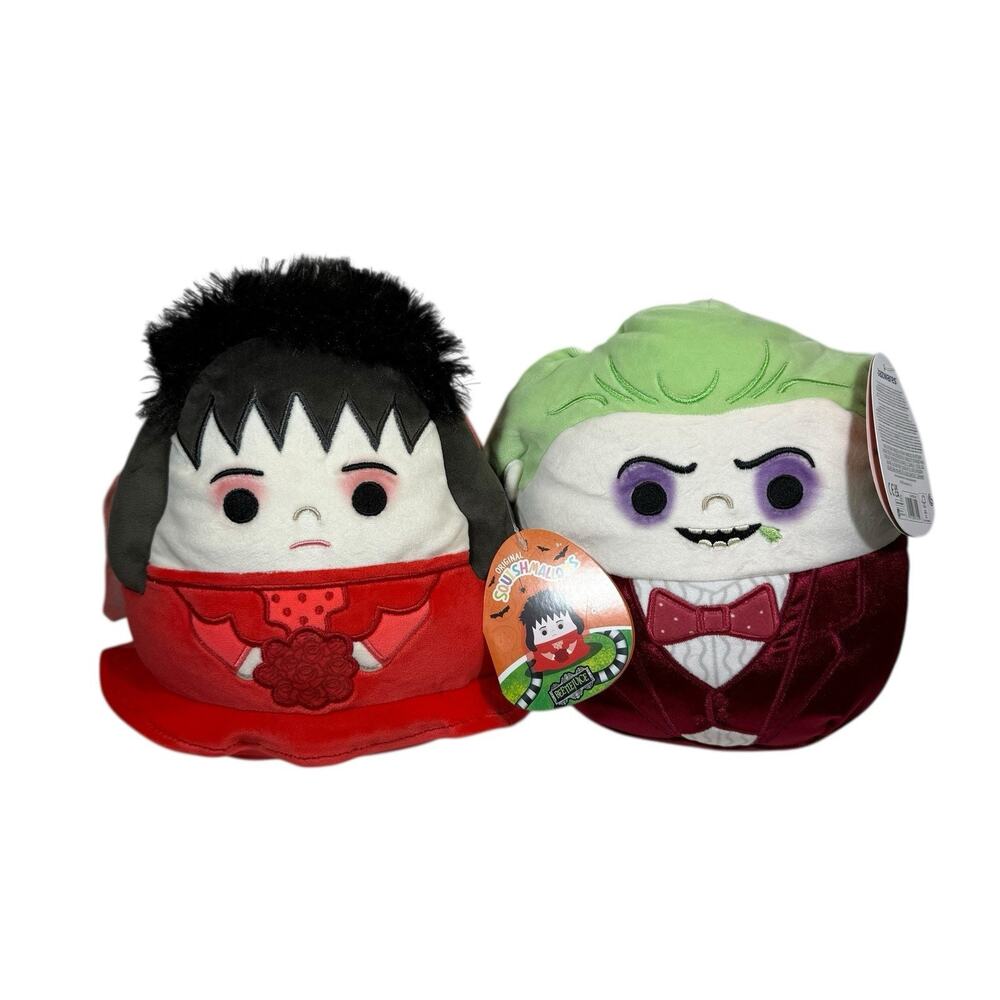 New 8" Squishmallows Beetlejuice Groom & Lydia Bride Set of Wedding Plushies